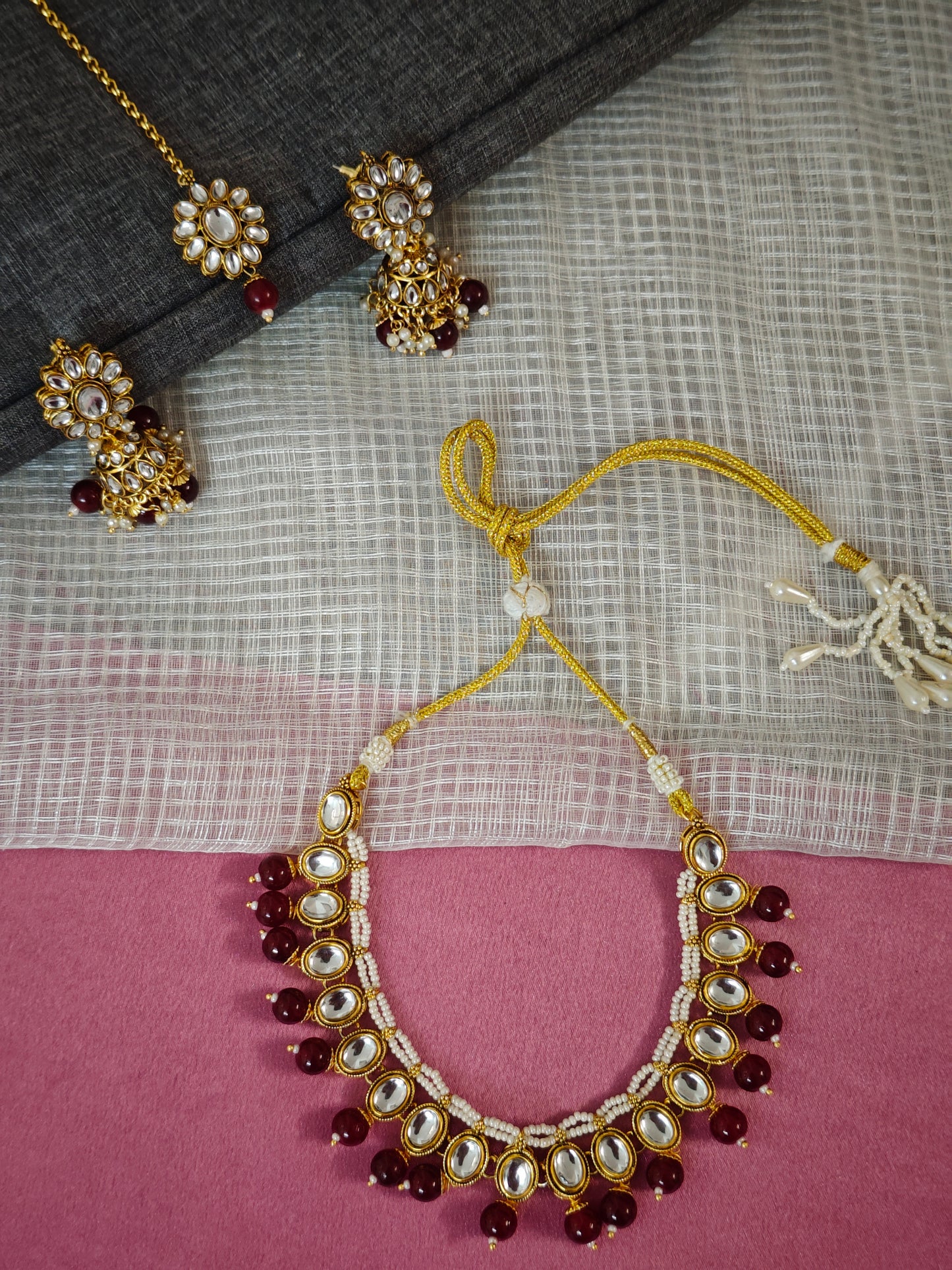 MAROON ALPANA JEWELLERY SET