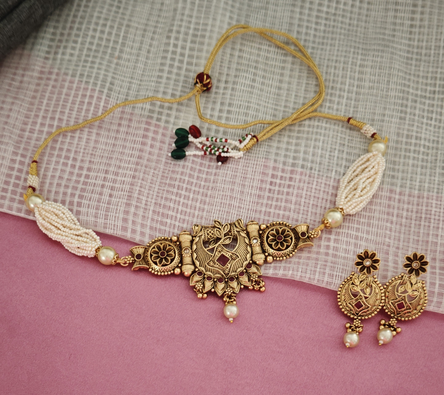 RUBY PINK RISHIKA JEWELLERY SET