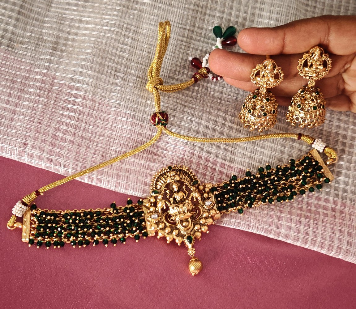 GREEN SANA TEMPLE JEWELLERY SET