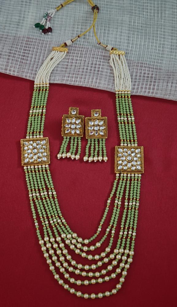 GREEN MAHUA PEARL MALA SET