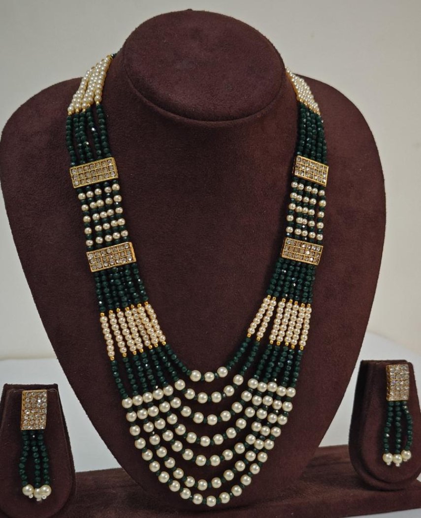 GREEN MEHER PEARL MALA SET