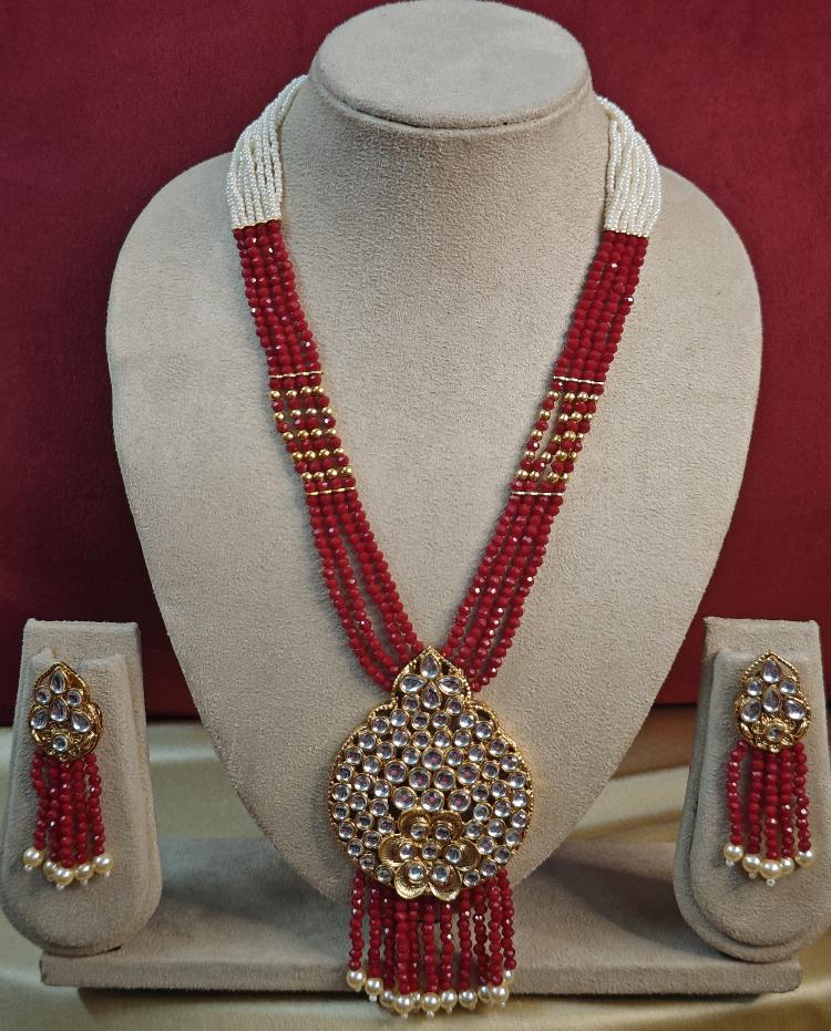 RED EIRA PEARL MALA SET