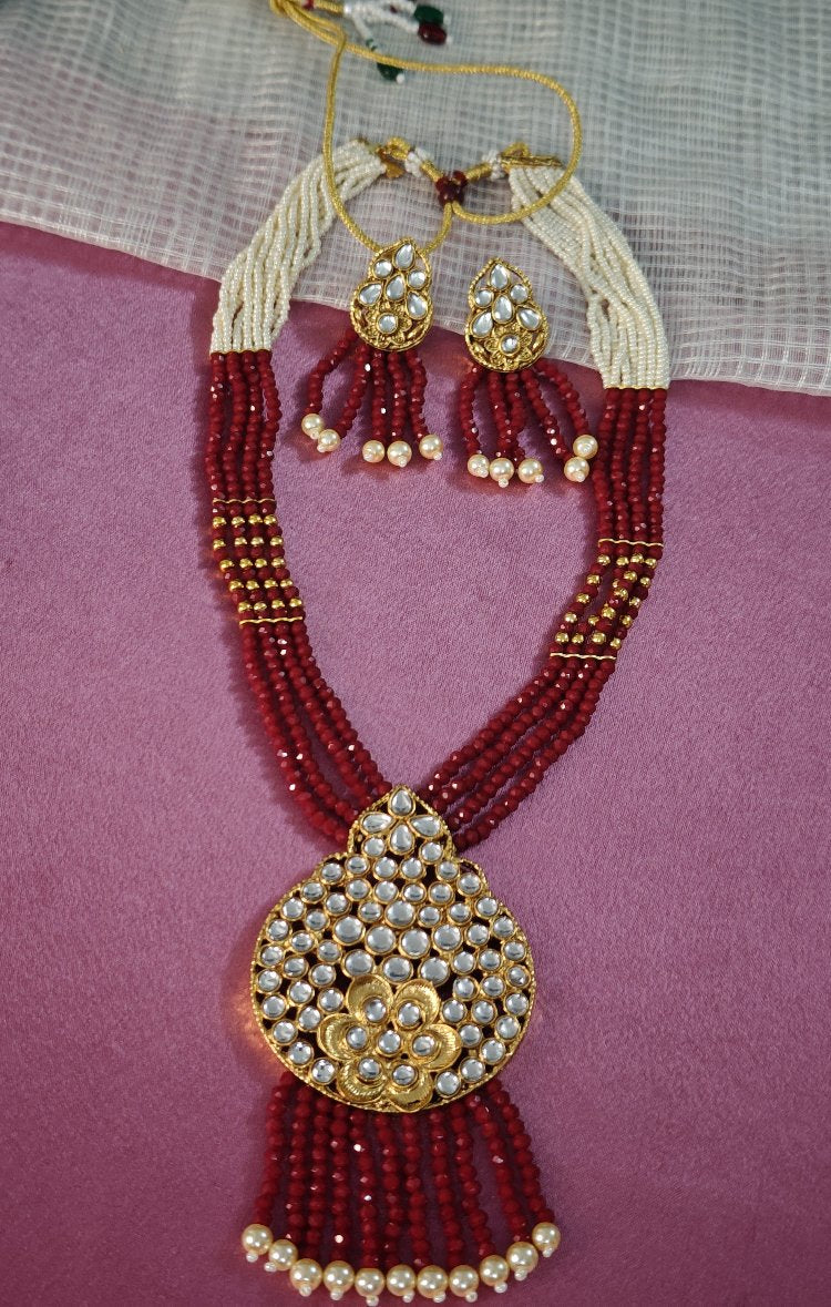 RED EIRA PEARL MALA SET