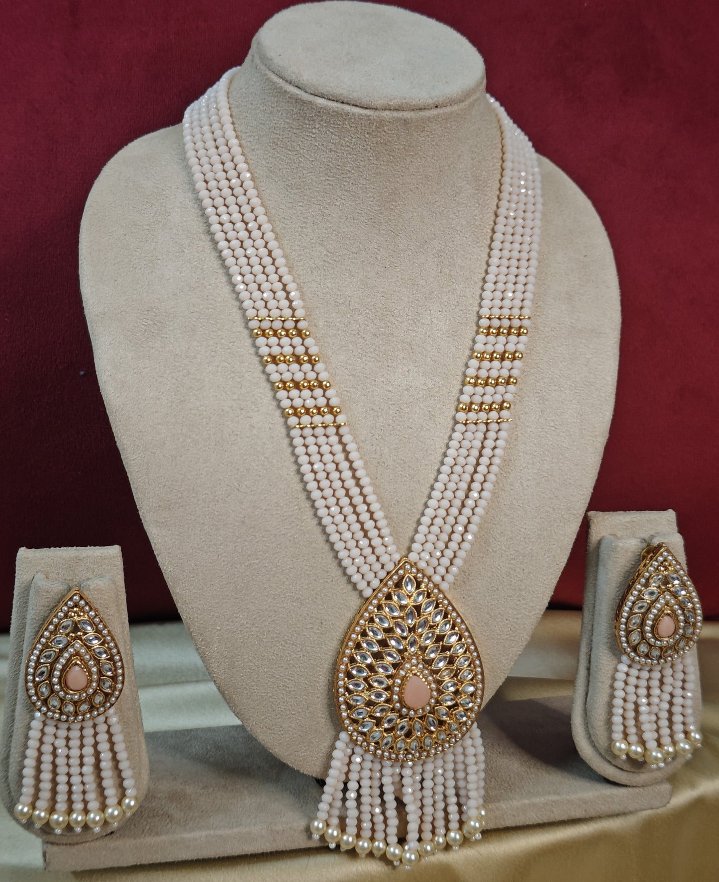 BEIGE GRIVA PEARL MALA SET