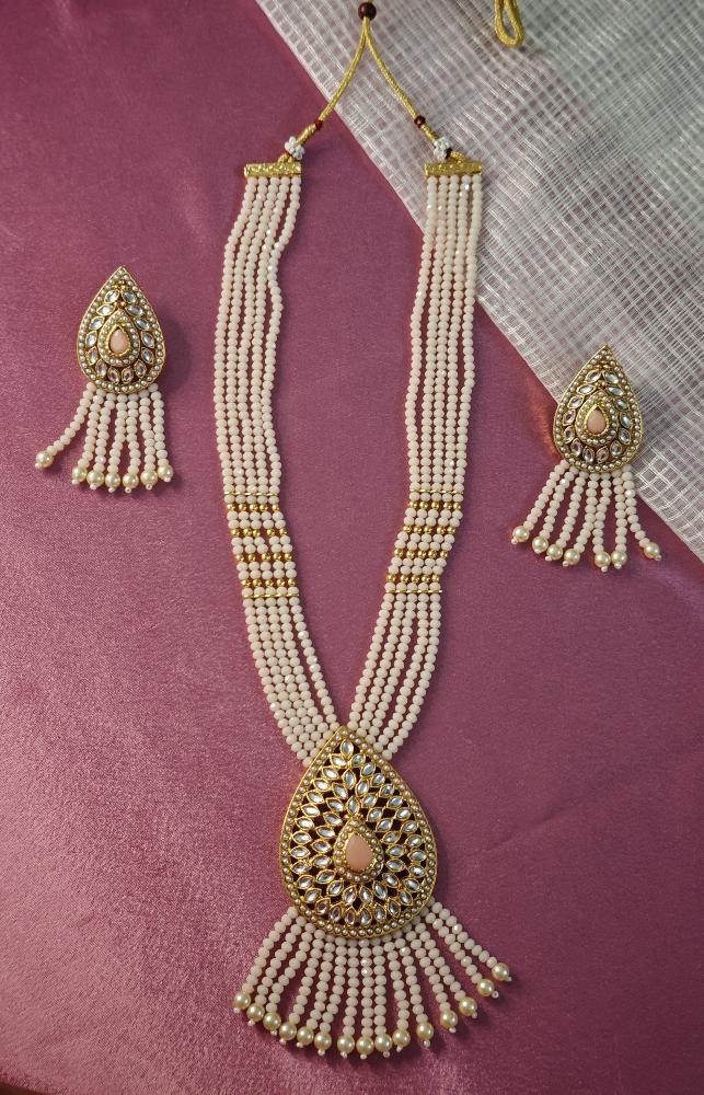 BEIGE GRIVA PEARL MALA SET