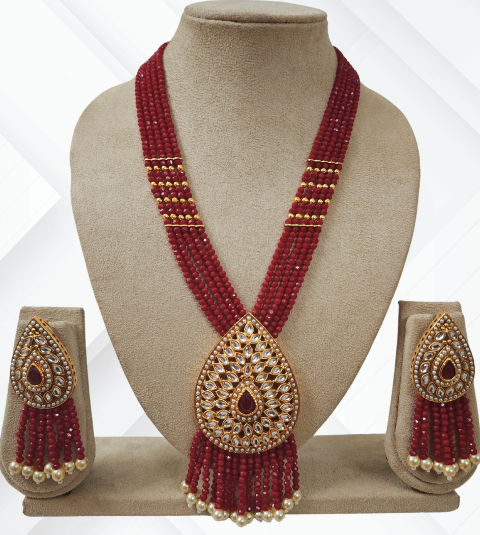 RED GRIVA PEARL MALA SET