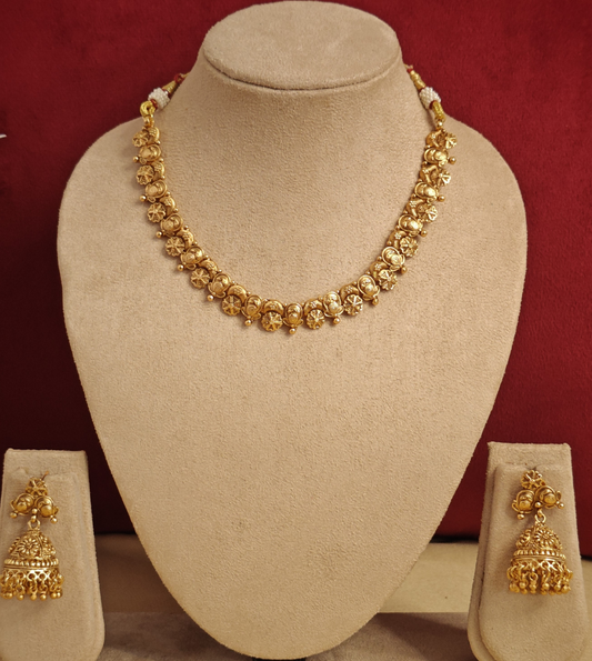 GOLDEN ANEEKA TEMPLE JEWELLERY SET