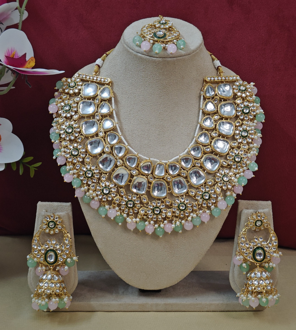 MINT AND PINK SHREENI JEWELLERY SET