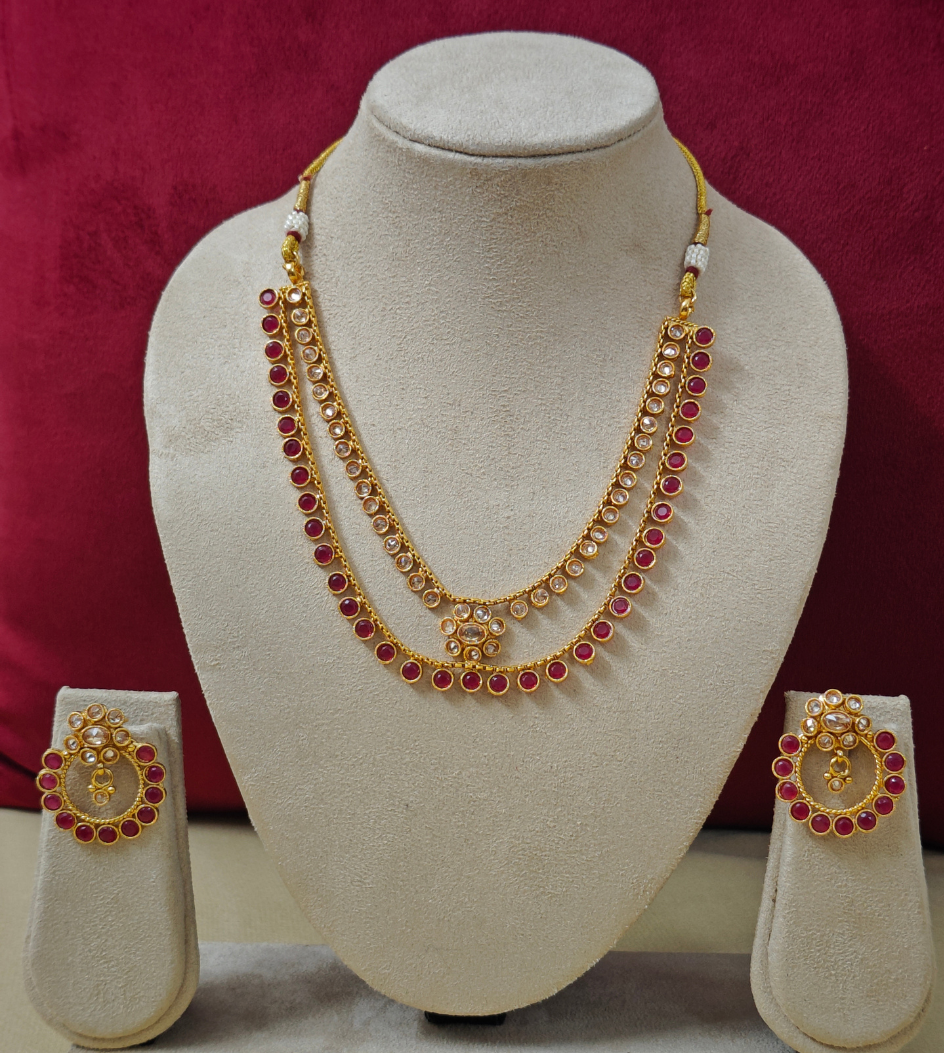 PURPLE DHRITI TWO LAYERED JEWELLERY SET