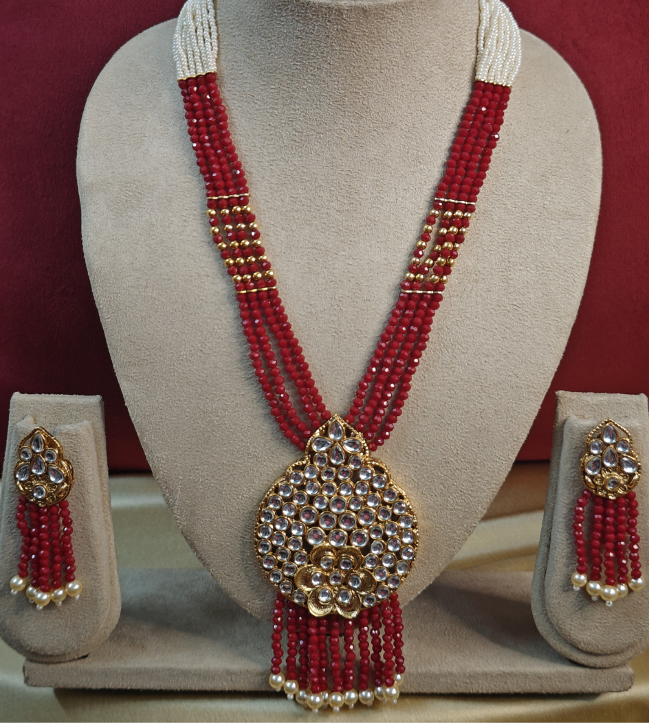 RED EIRA PEARL MALA SET