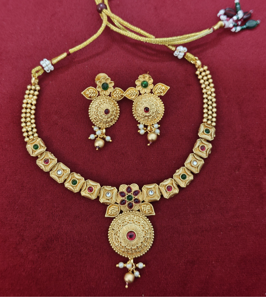 MULTICOLOR TAKSHVI RAJWADI JEWELLERY SET