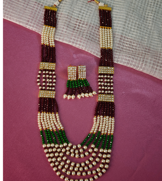 MULTICOLOR MEHER PEARL MALA SET