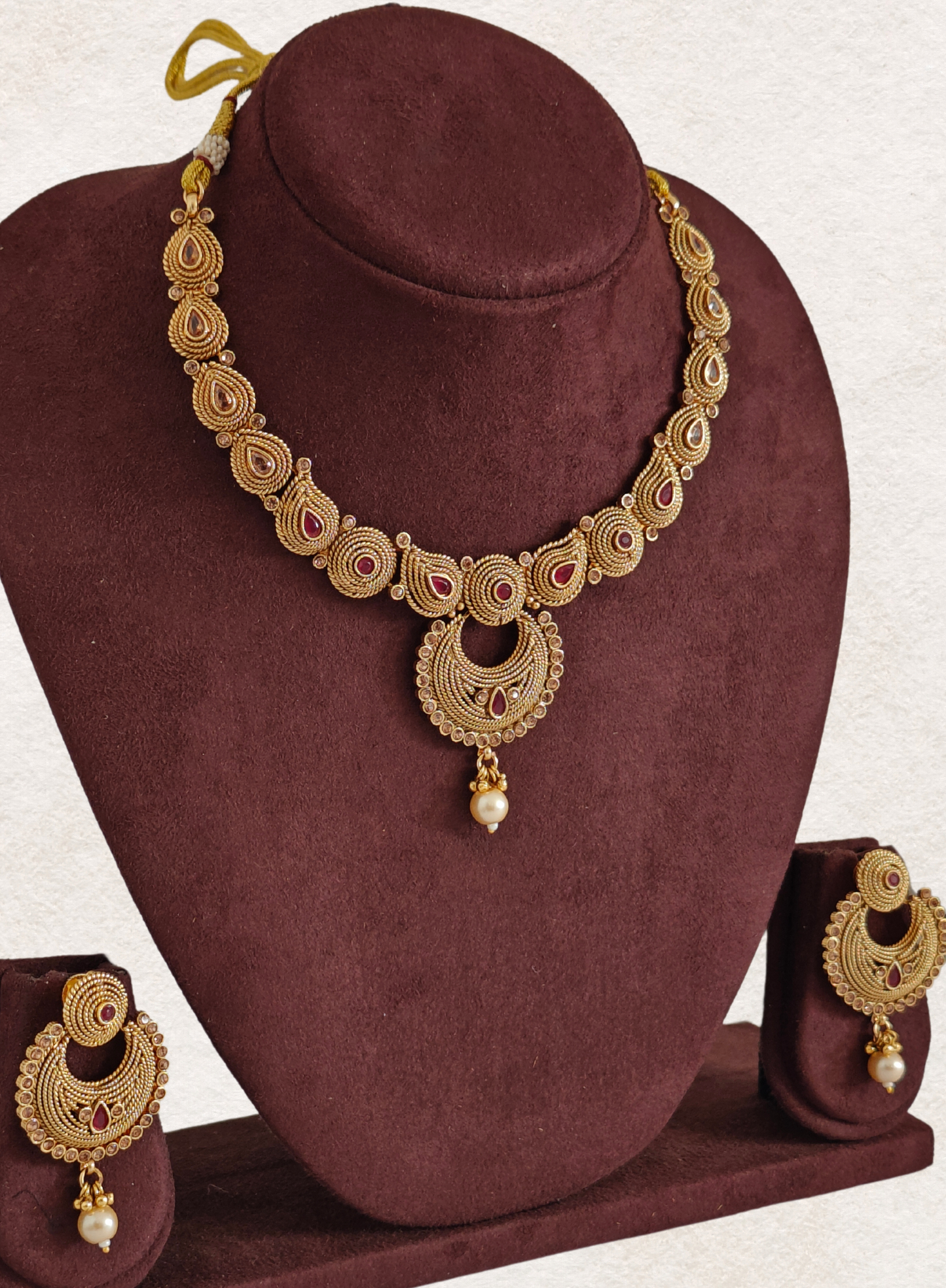 RUBY PINK KAAVYA JEWELLERY SET