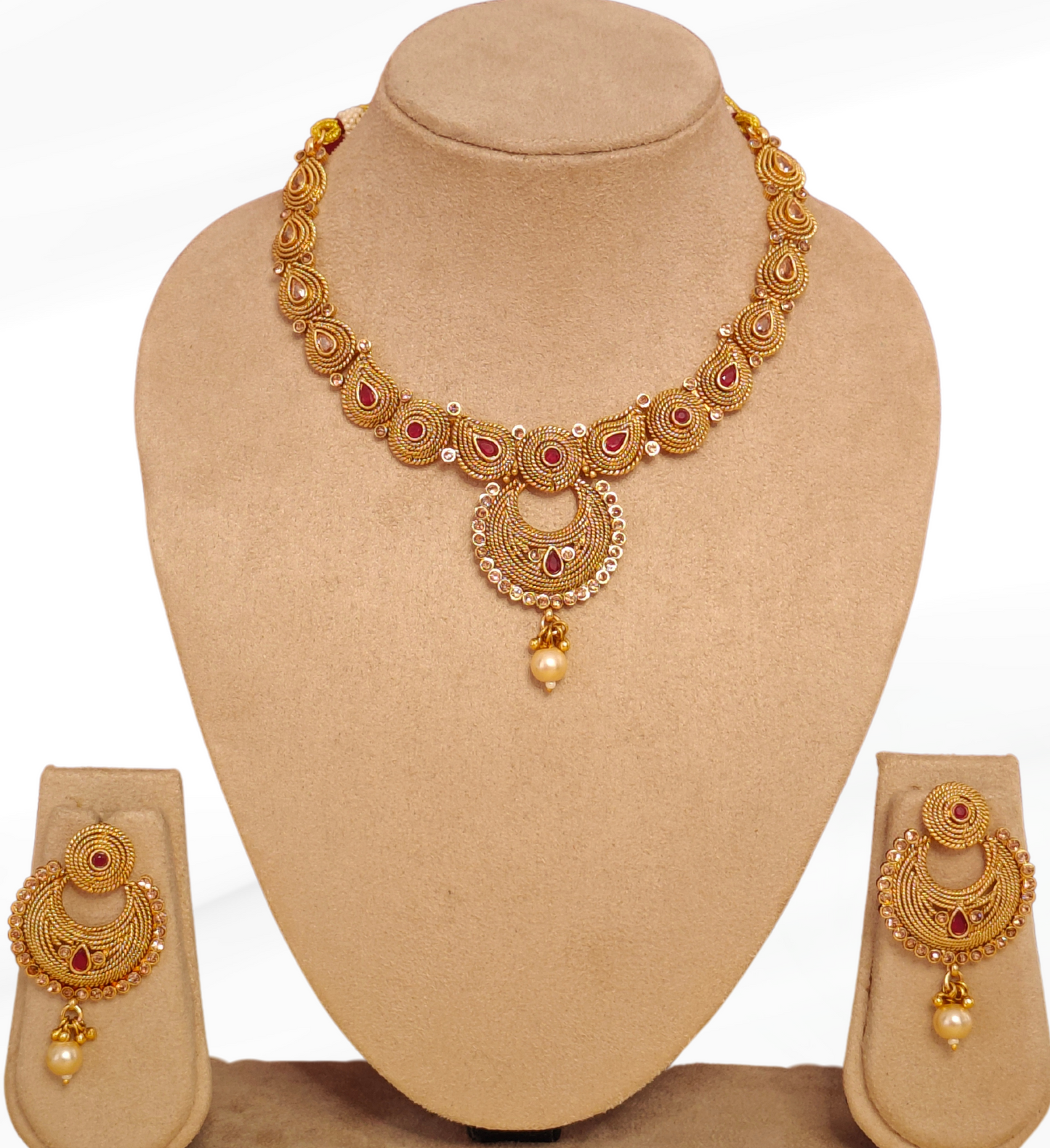 RUBY PINK KAAVYA JEWELLERY SET