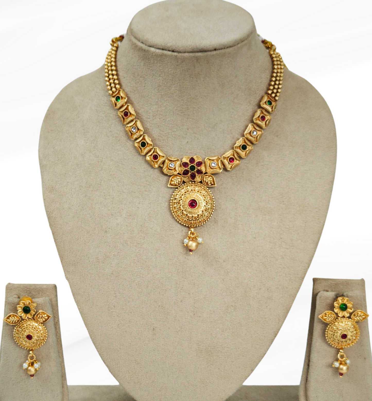 MULTICOLOR TAKSHVI RAJWADI JEWELLERY SET