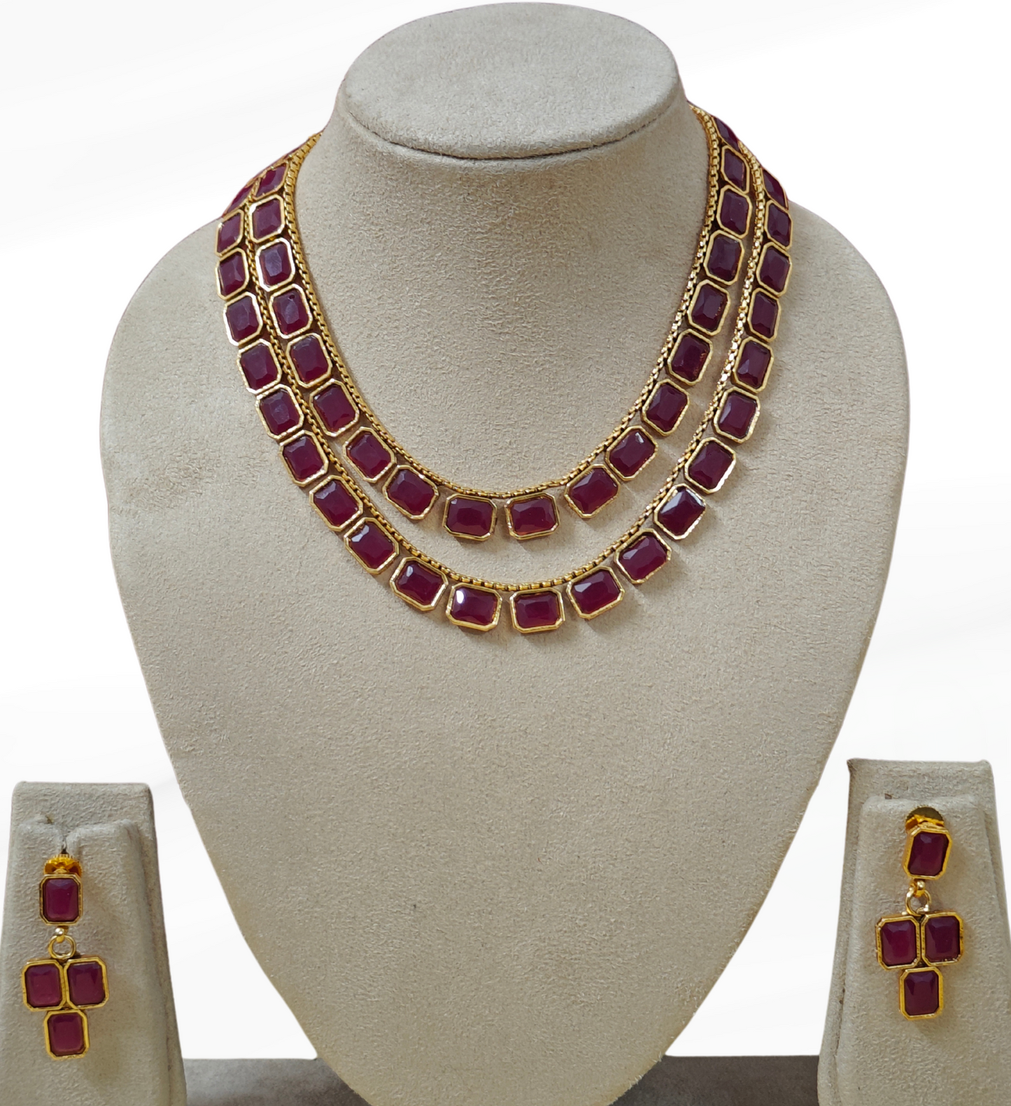 MAROON SHRIYA TWO LAYER JEWELLERY SET