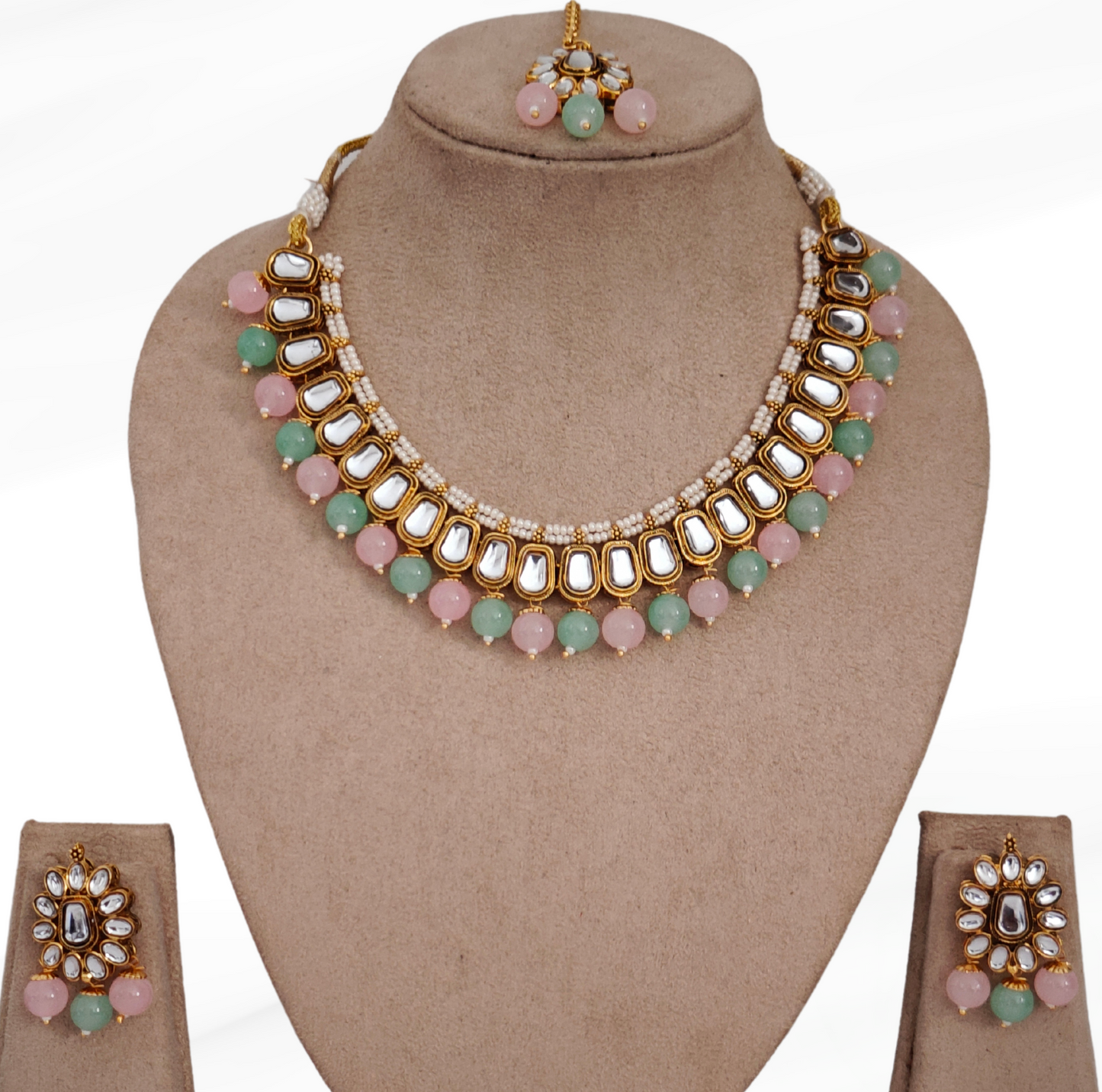 MINT AND PINK SUKANYA JEWELLERY SET