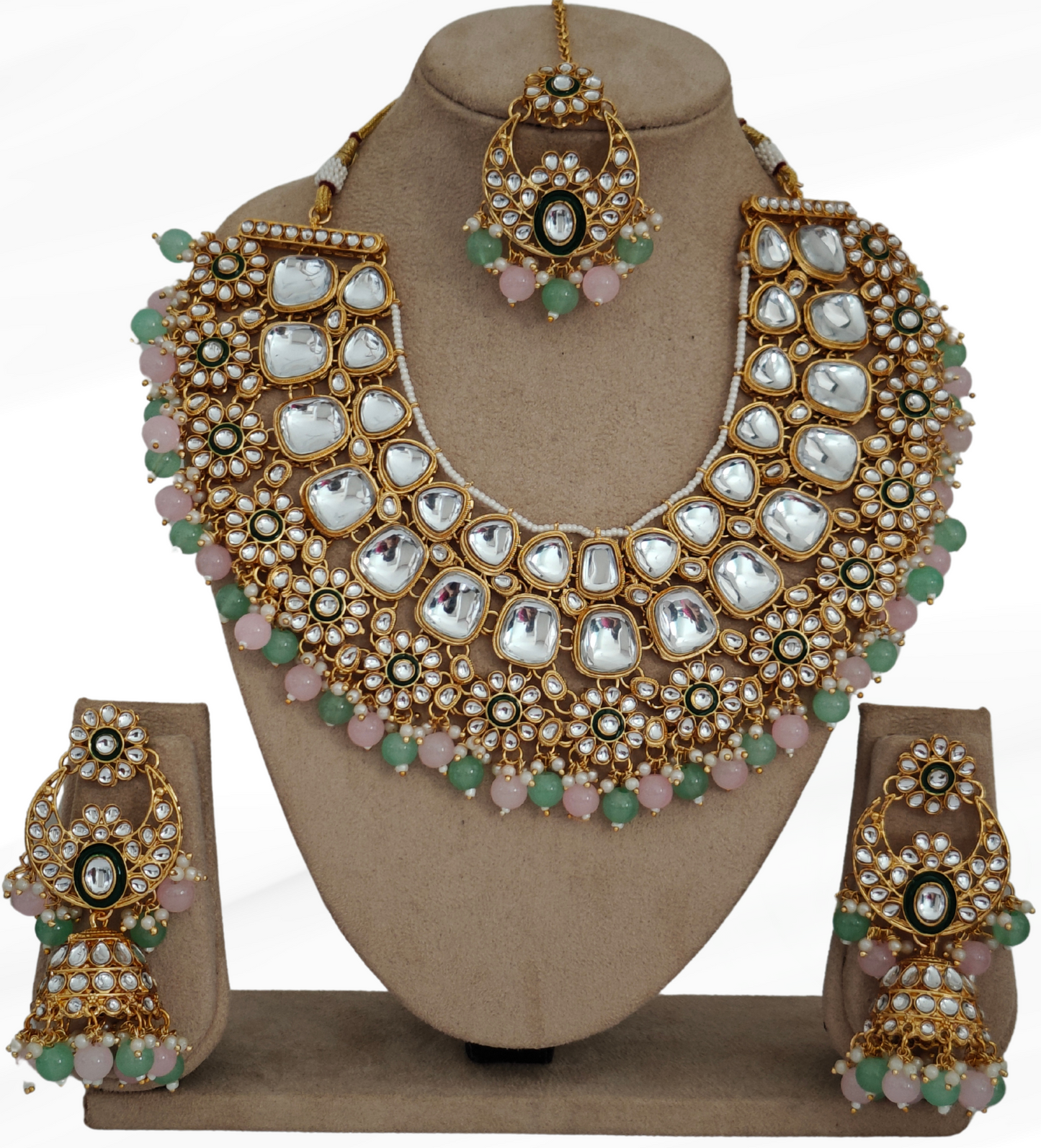 MINT AND PINK SHREENI JEWELLERY SET