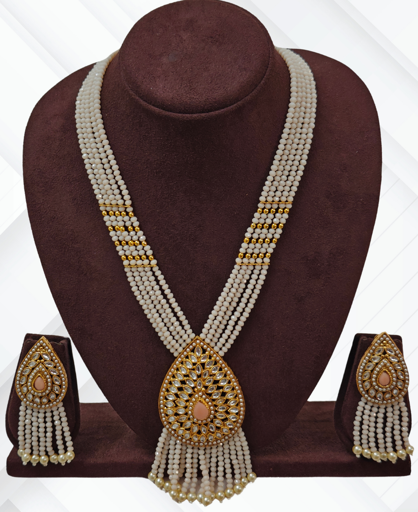 BEIGE GRIVA PEARL MALA SET