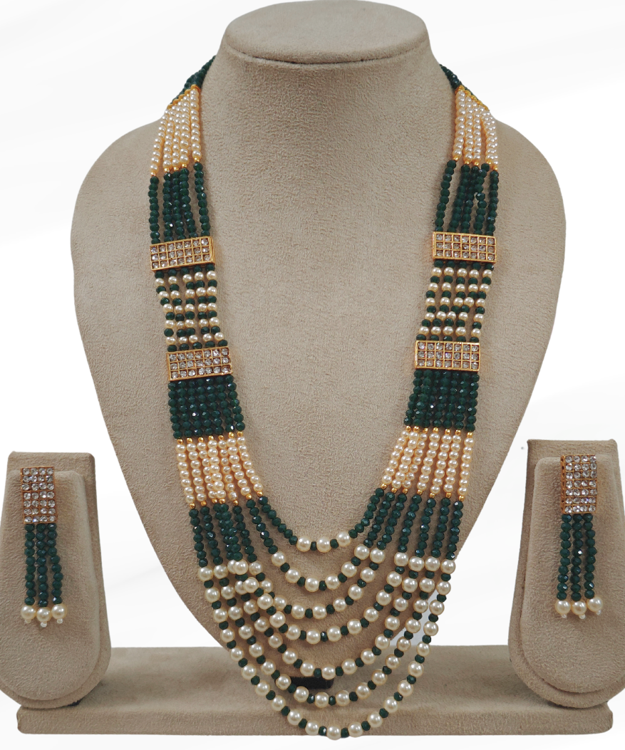 GREEN MEHER PEARL MALA SET