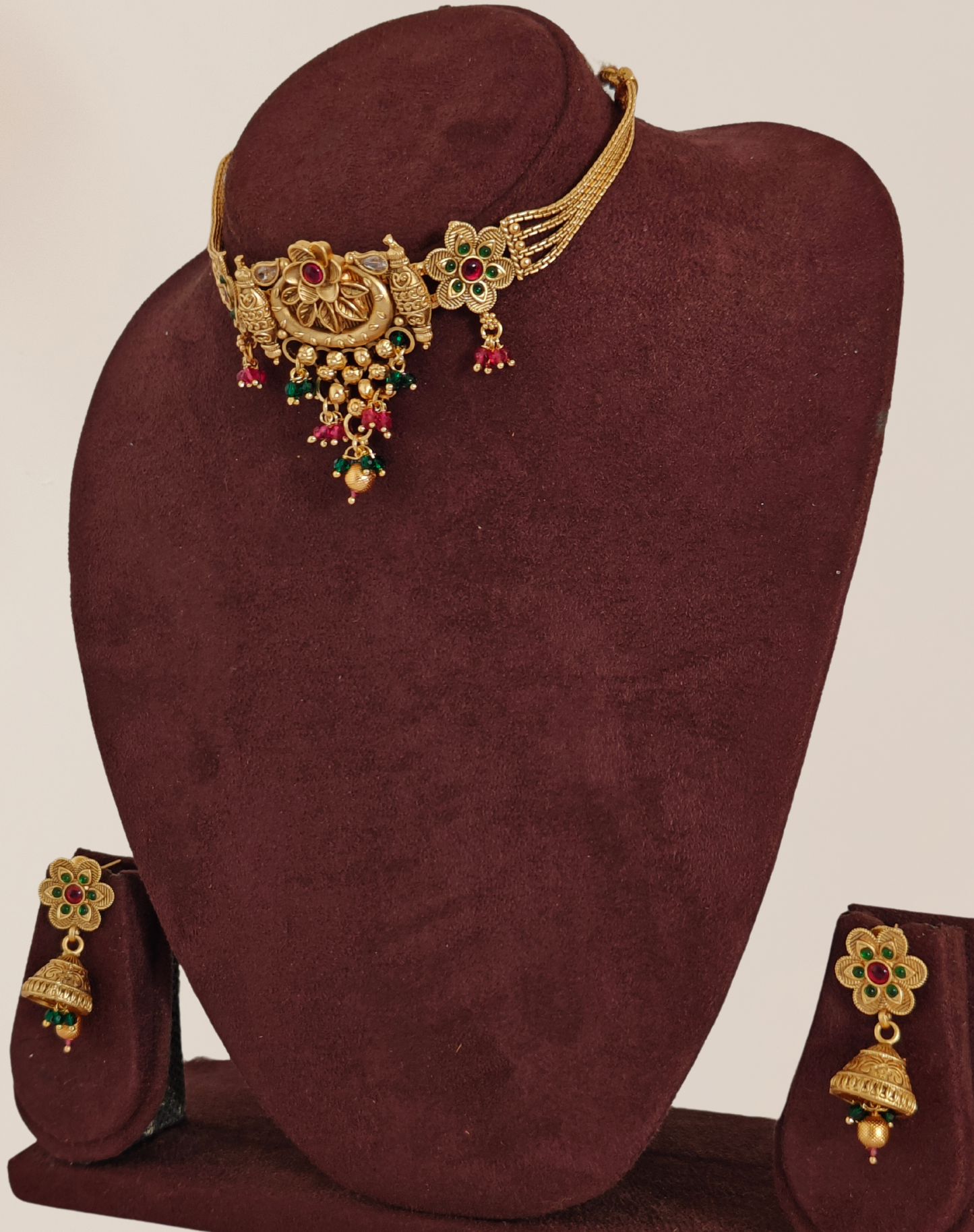 GREEN AND PINK KRISHAA JEWELLERY SET