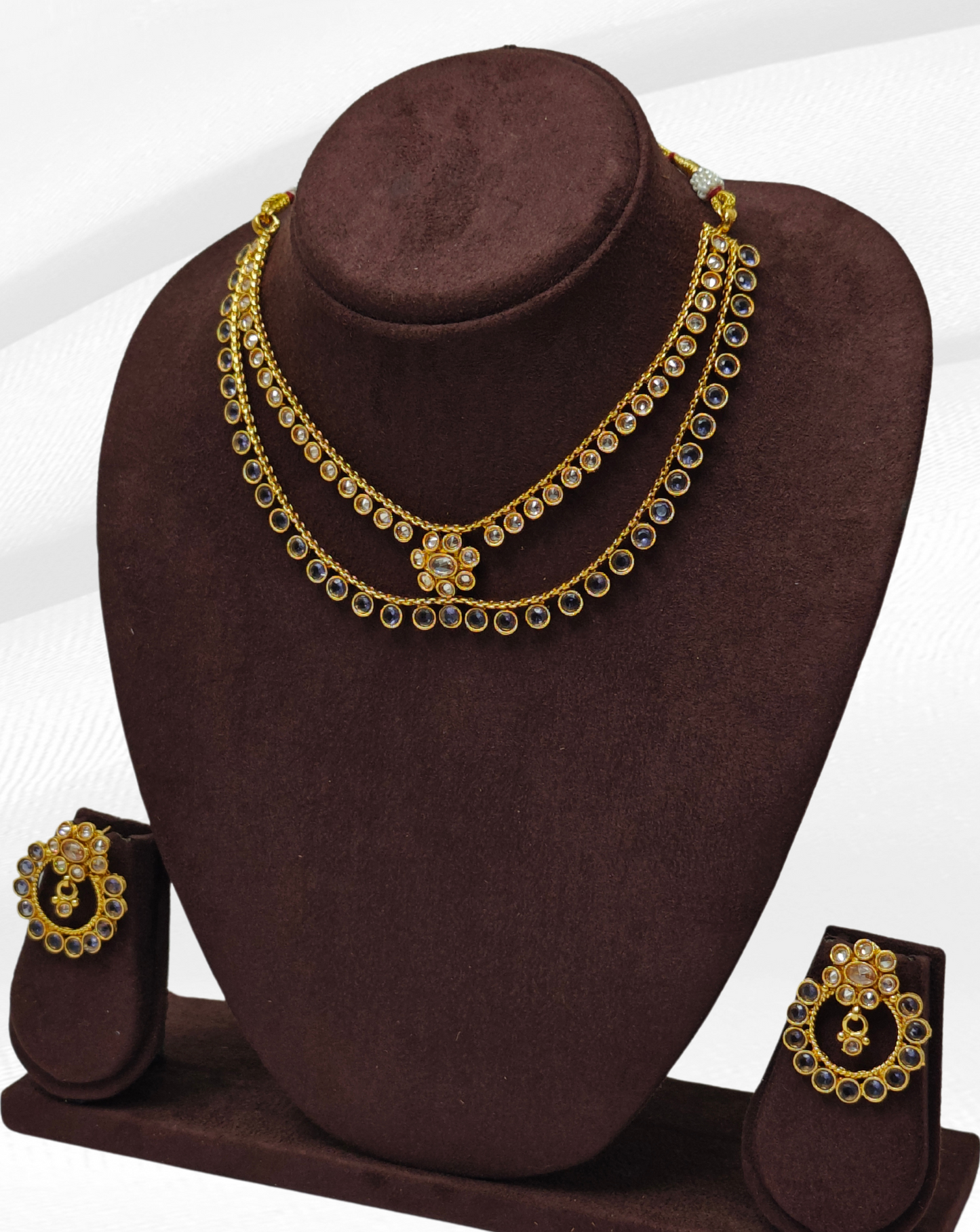 PURPLE DHRITI TWO LAYERED JEWELLERY SET