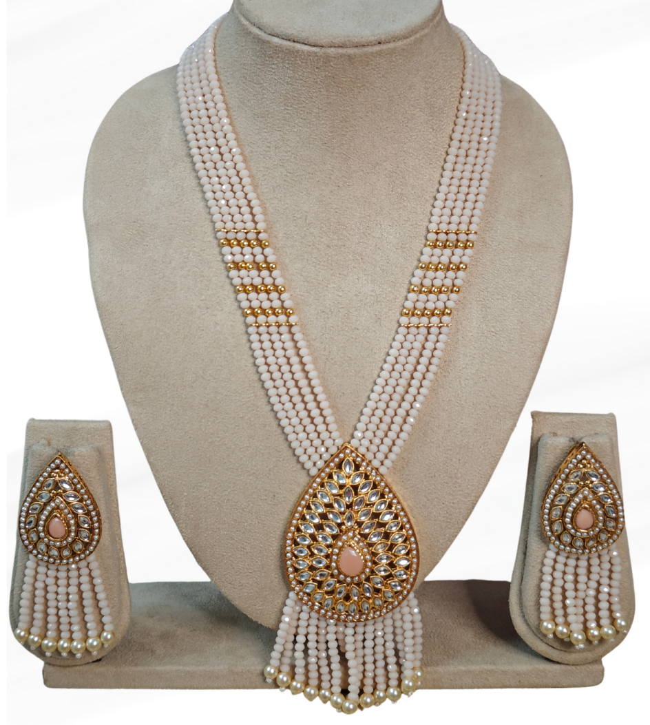 BEIGE GRIVA PEARL MALA SET